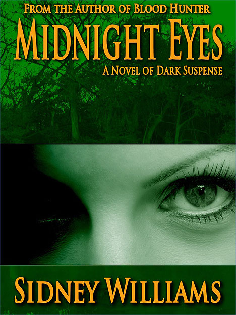 Midnight Eyes Cover - woman's eyes peer from framing swamp scene