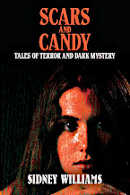 Scars and Candy Cover - girl with scarred features peers forward